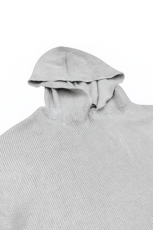 Heather Grey Knitted Hoodie