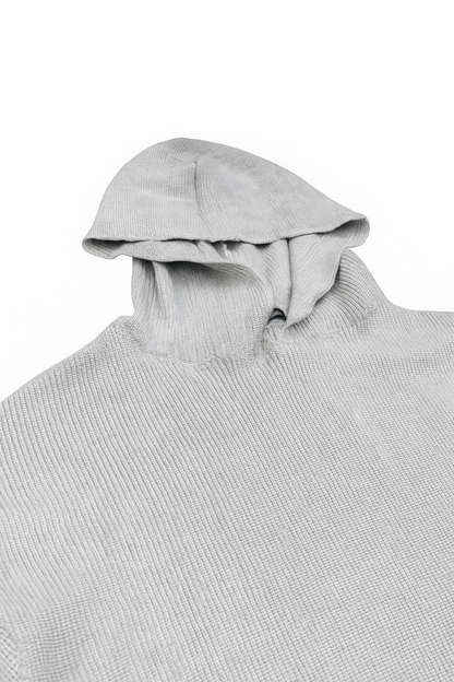 Heather Grey Knitted Hoodie Black Loose Fit Trouser Combo