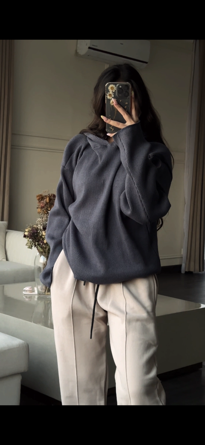 Nardo Grey Knitted Hoodie