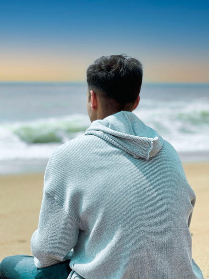 Heather Grey Knitted Hoodie